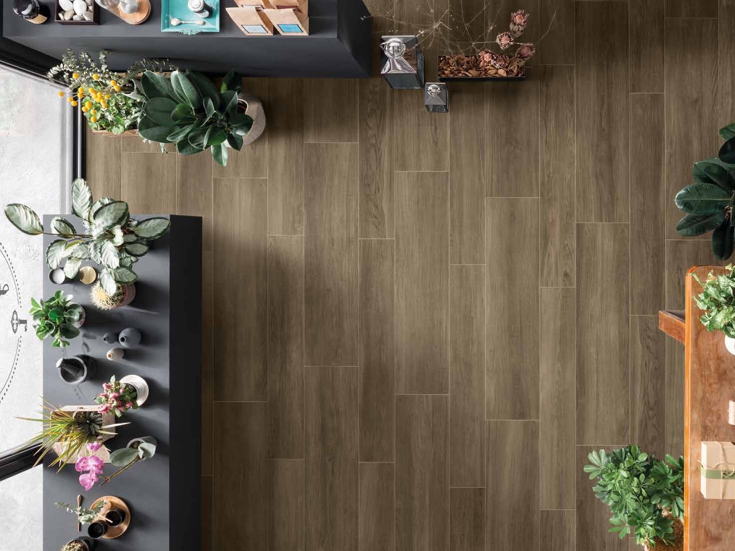 Dark Wood Strip Porcelain Tiles