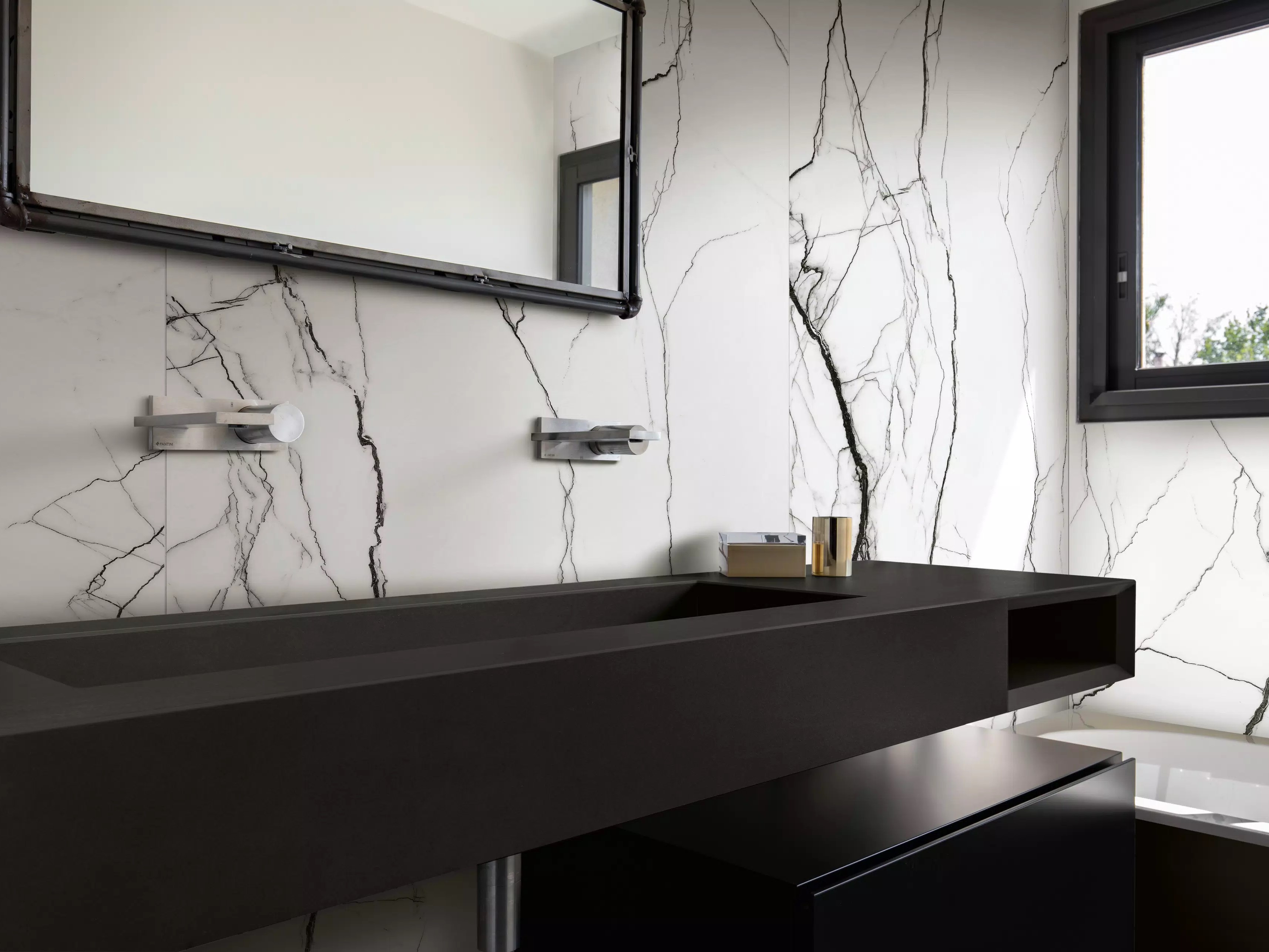 White & Black Marble Porcelain Tiles, Various Sizes