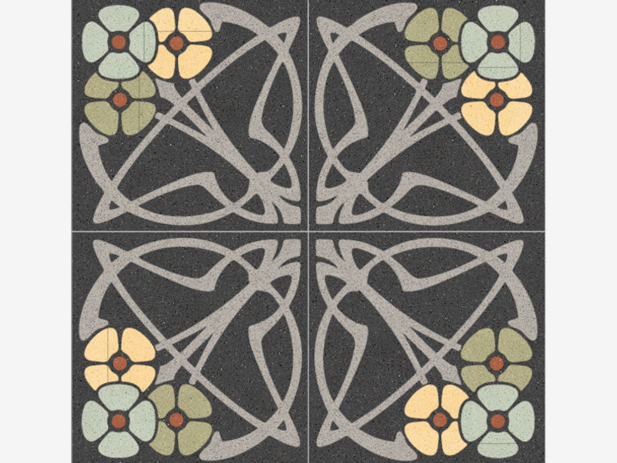 Patterned Cement Tiles, Art Nouveau Style H