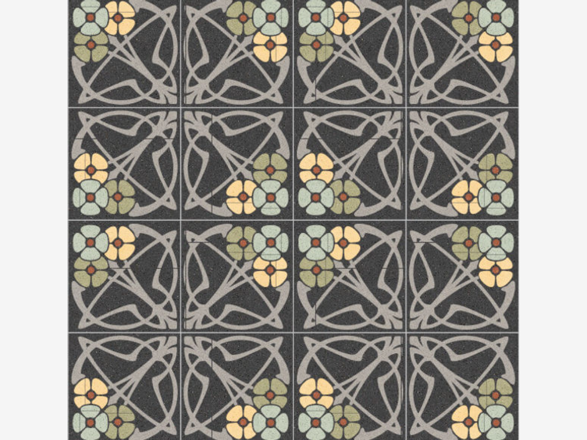 Patterned Cement Tiles, Art Nouveau Style H