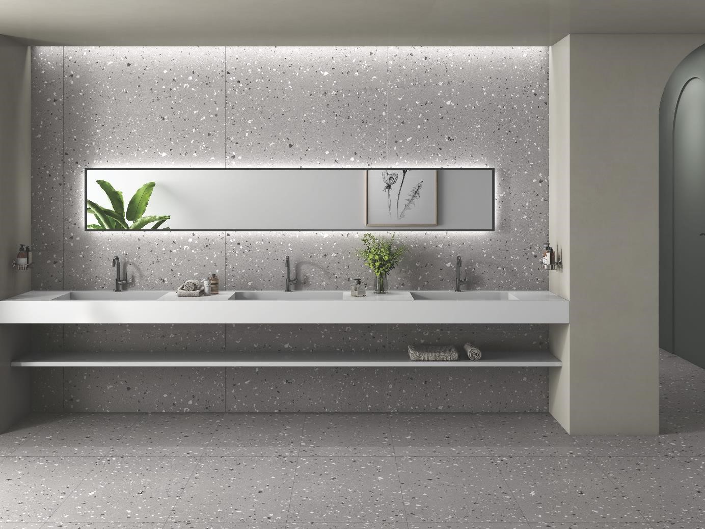 Terrazzo Dark Grey Full Body Tiles