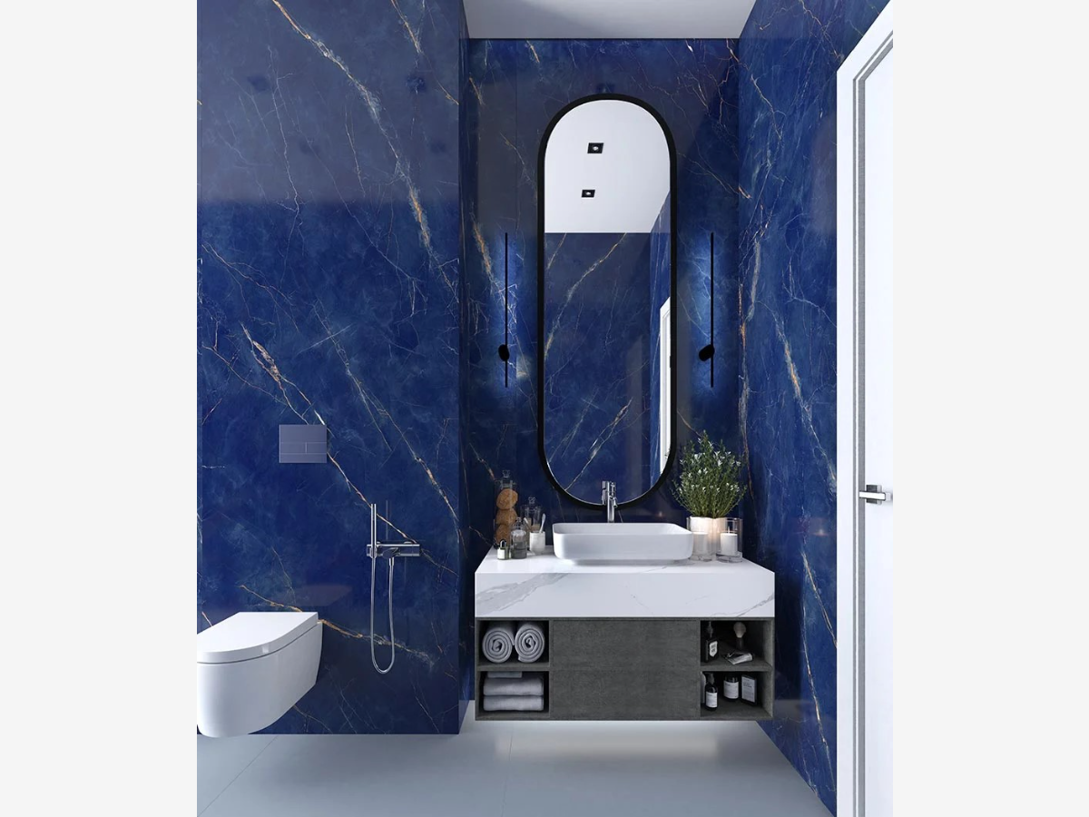 Blue Gold Marble Porcelain Slab