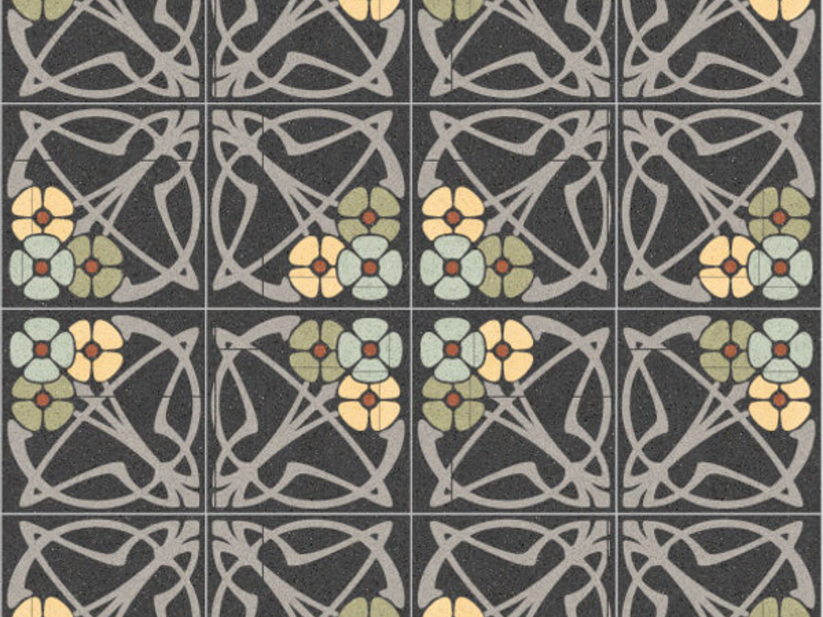 Patterned Cement Tiles, Art Nouveau Style H